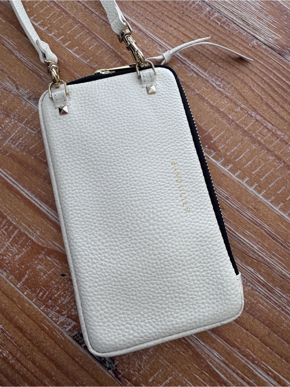Bandolier Cream Textured Leather Wallet Phone Case with Snap Pocket - Picture 6 of 7